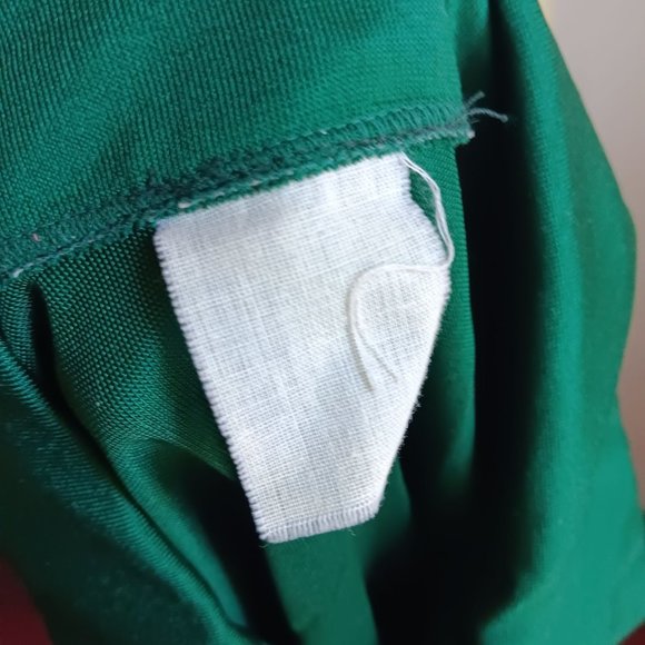 Women's Large Vintage 70's Green Long Sleeve Button-Up Bodysuit Pointed Collar - Picture 5 of 6